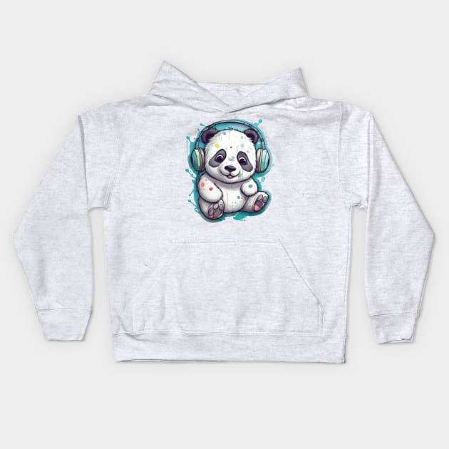 Cute Panda Beats Kids Hoodie by SusannesArtShop